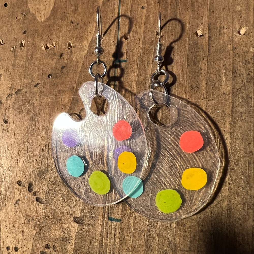 Clear Paint Pallet Drop Earrings
